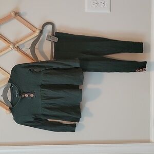 Posh Peanut Christmas Green Waffle peplum set